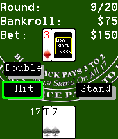 Blackjack, players turn to hit or stand